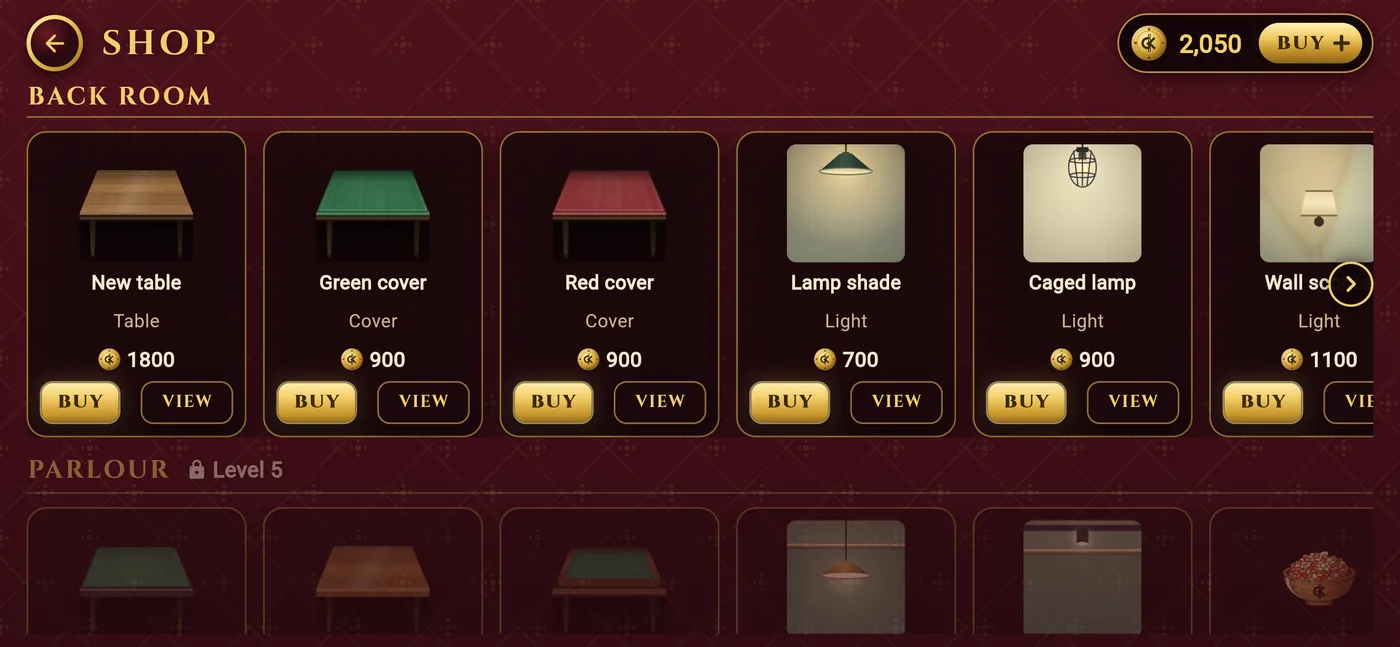 The Shop: tables, covers and lamps for the rooms